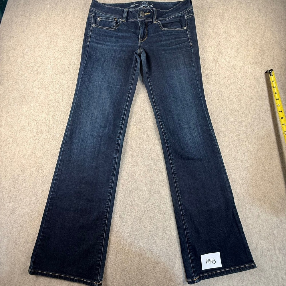 American Eagle Slim Boot Jeans Womens 8 Regular Dark Wash Super Stretch Denim